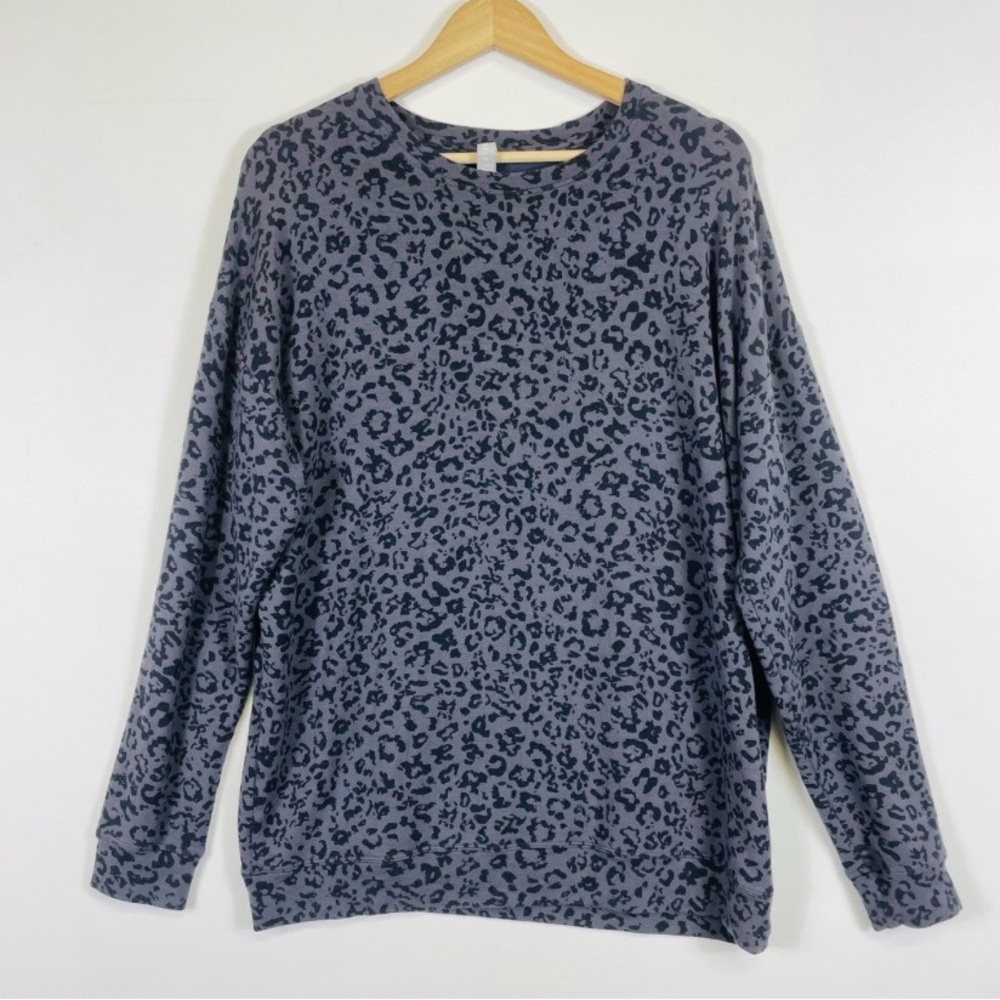 Athleta Pure Luxe Leopard Print Sweatshirt Womens Size Small Oversized Soft Top - Picture 4 of 12